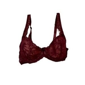 Vintage Victoria’s Secret All Over Lace Underwire Bra Maroon Red 36C‎ Y2K 2000